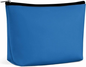 Travel Makeup Bag, Solid Blue Elegant Modern Cosmetic Bags for Women Large Capacity Waterproof Toiletry Pouch Make up Organizer