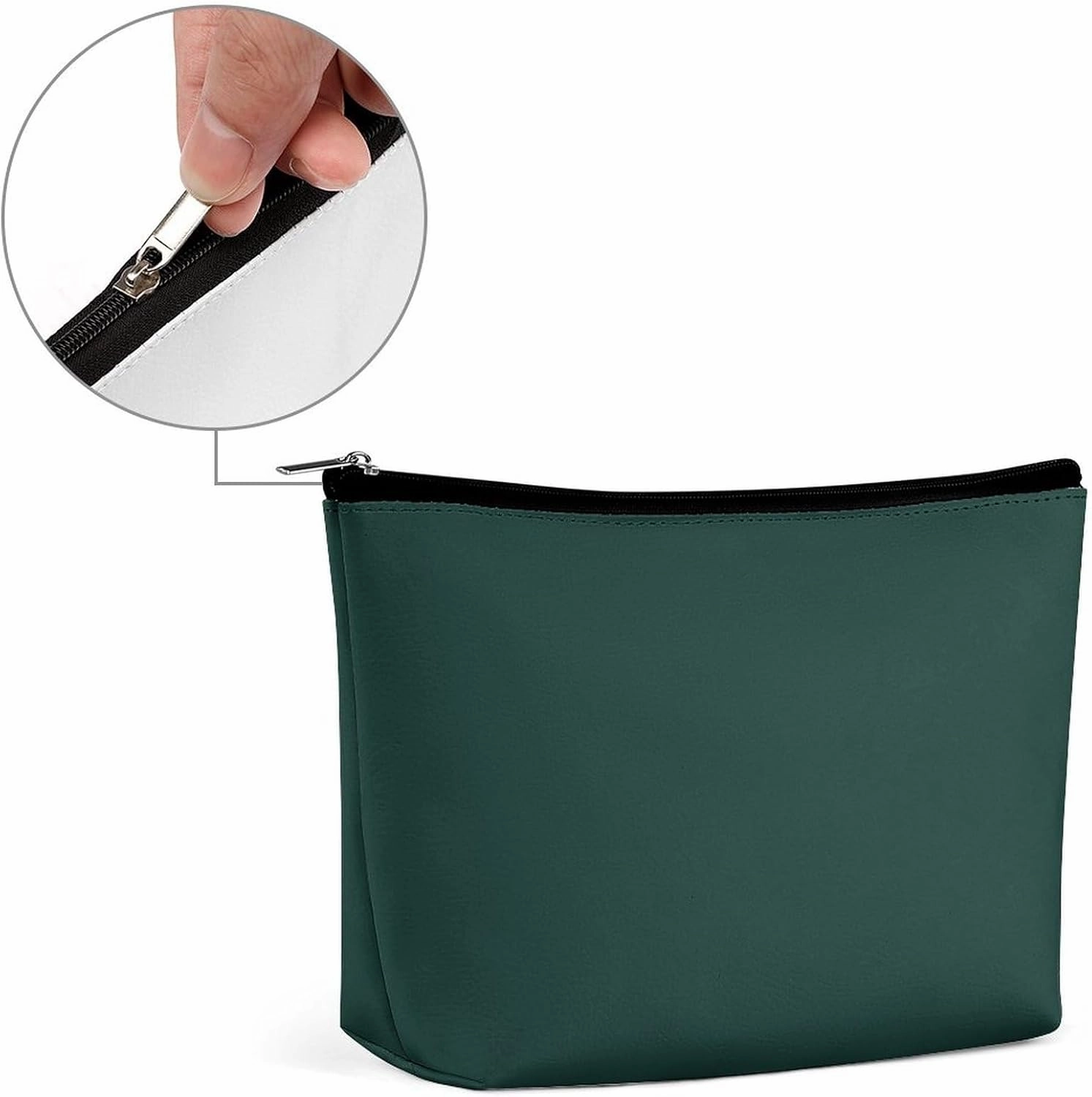 Travel Makeup Bag, Solid Plain Dark Green Cosmetic Bags for Women Large Capacity Waterproof Toiletry Pouch Make up Organizer
