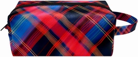 Travel Makeup Bag,Travel Toiletry Bag for Women,Classic Stripe Red Plaid,Cosmetic Travel Bag