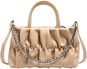 Trendy Cloud Pleated Cross-body Bag with Chain Women’s Stylish Small Purse with Adjustable Straps Y2k Handbag