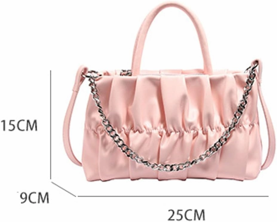 Trendy Cloud Pleated Cross-body Bag with Chain Women’s Stylish Small Purse with Adjustable Straps Y2k Handbag