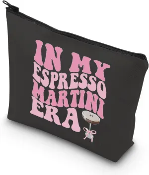TSOTMO Tini Time Coquette Gift In My Espresso Martini Era Makeup Bag Espresso Martini Gift Cocktail Gift (BLK-My Espresso bag)