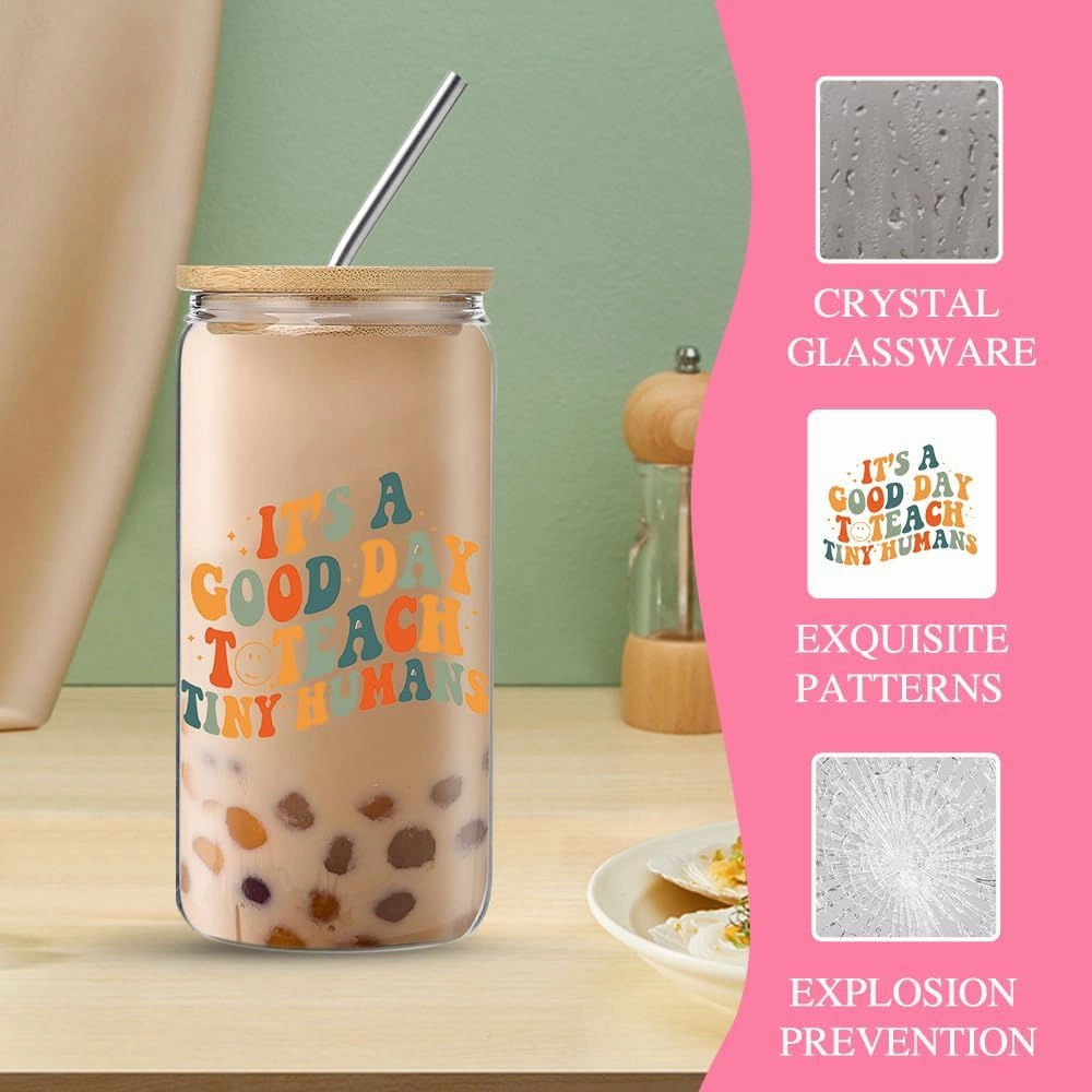 Unique Teacher Appreciation Gifts for Women,Birthday Presents for Teacher, Thank You Gifts Set with 16 Oz Glass Cup
