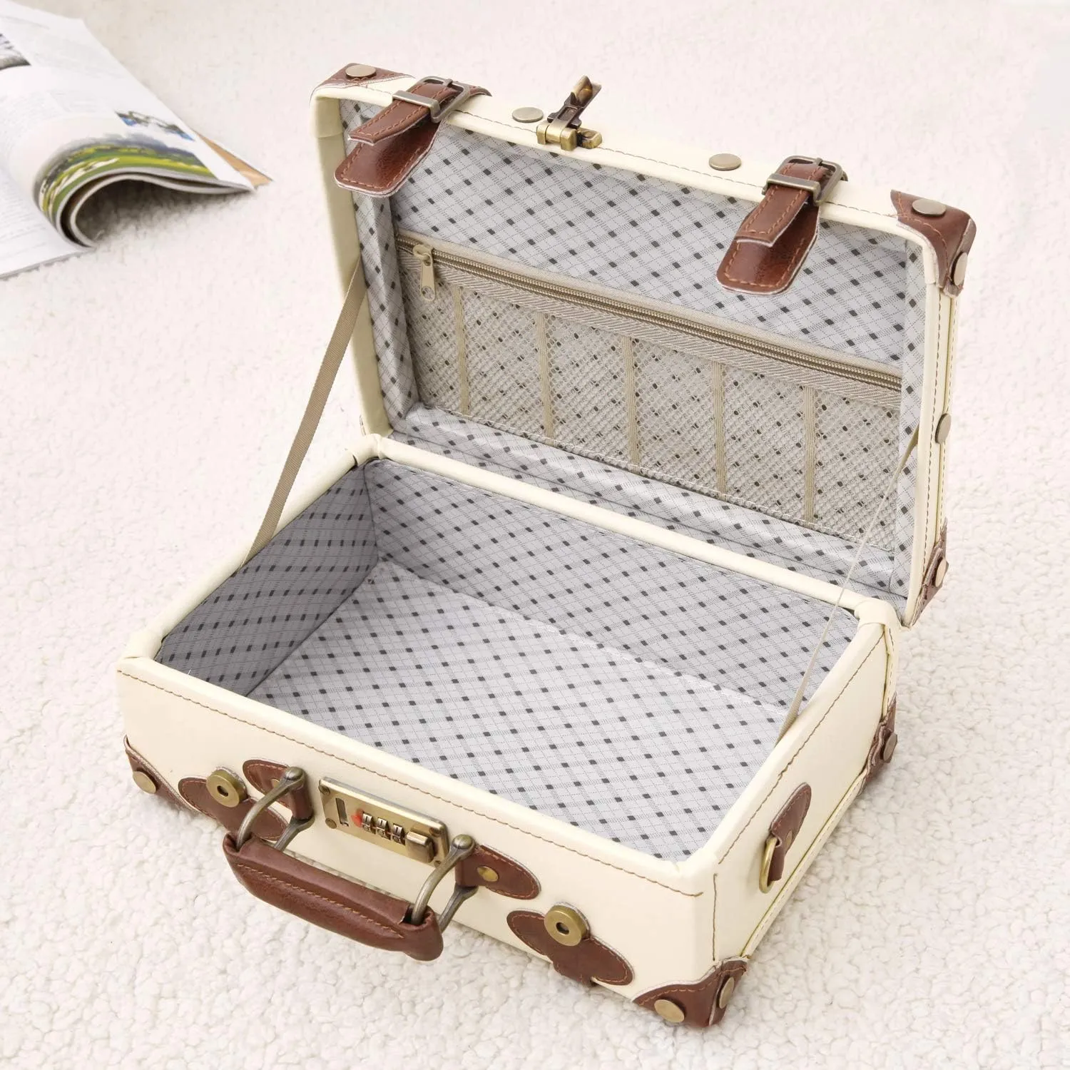 Unitravel 12inch Women Cute Suitcase Small Train Case with Straps