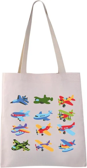 VAMSII Airplane Tote Bag Airplane Lover Gift Pilot Internship Gift Aviation Staff Gift Type Of Aircraft (Airplane tote)