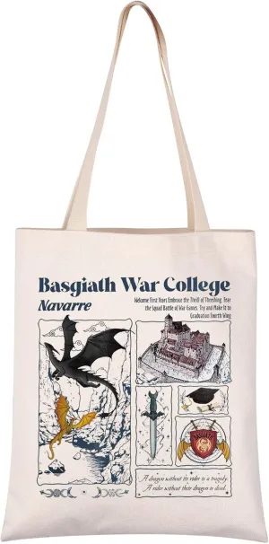 VAMSII Fourth W Canvas Reusable Shoulder Bag Dragon Rider Inspired Gift Fantasy Book Themed Gift (B War College tote)