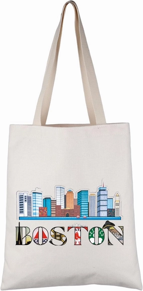 VAMSII Boston Tote Bag - Women's Boston Souvenir Gift - Retro Shopping Bag - Eco-Friendly