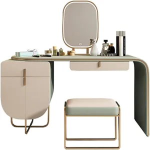 Vanity Desk Dresser Retractable Colorblock Dresser with Drawer Makeup Mirror Makeup Stool Makeup Table All in One Set Ladies Makeup Assistant Vanity Table Set (Color : D)