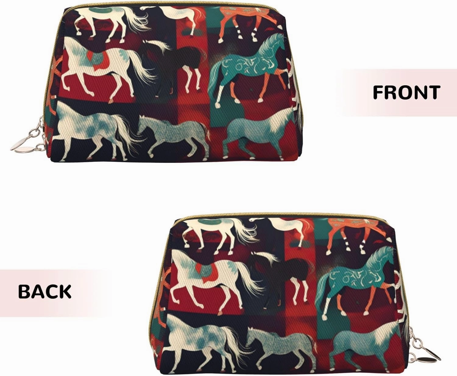 Various Kinds Of Horses Toiletry Pouch, Travel-Friendly Makeup Organizer For Makeup Brushes, Lipsticks