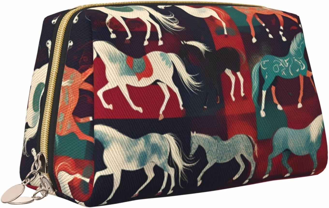 Various Kinds Of Horses Toiletry Pouch, Travel-Friendly Makeup Organizer For Makeup Brushes, Lipsticks