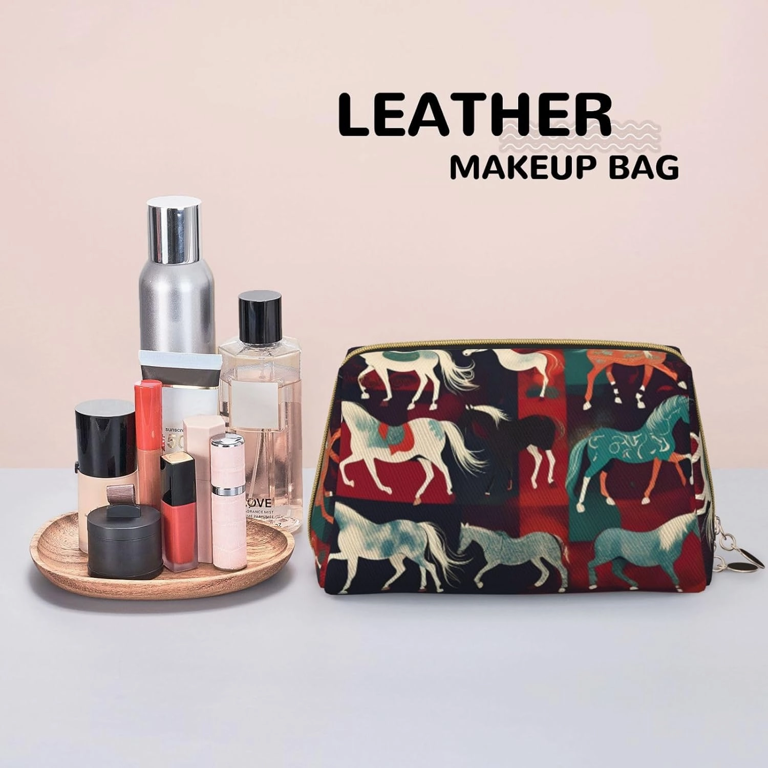 Various Kinds Of Horses Toiletry Pouch, Travel-Friendly Makeup Organizer For Makeup Brushes, Lipsticks