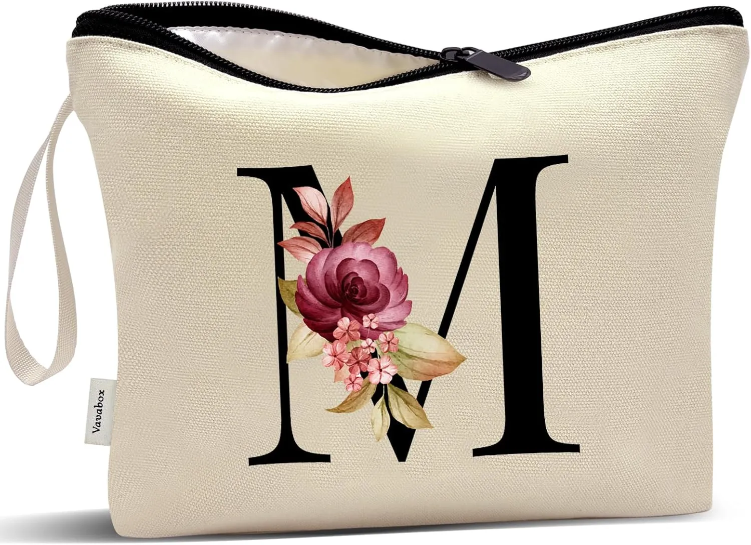 Vavabox A-Z Personalized Makeup Bag, Birthday Gifts for Women Mom, Gifts for Best Friend, Bride Bridesmaid Cosmetic bag (M, Yellow)