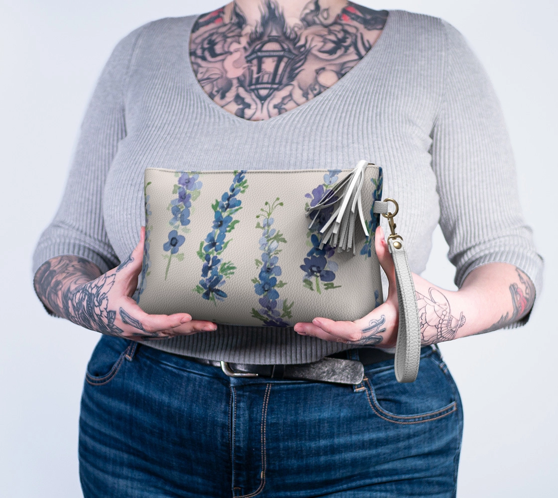 Vegan Leather Clutch & Makeup Bag – Delphinium Natural