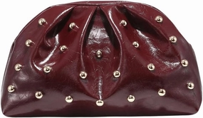 Verdusa Women's PU Leather Studded Clutch Handbags Retro Magnet Ruched Evening Bags