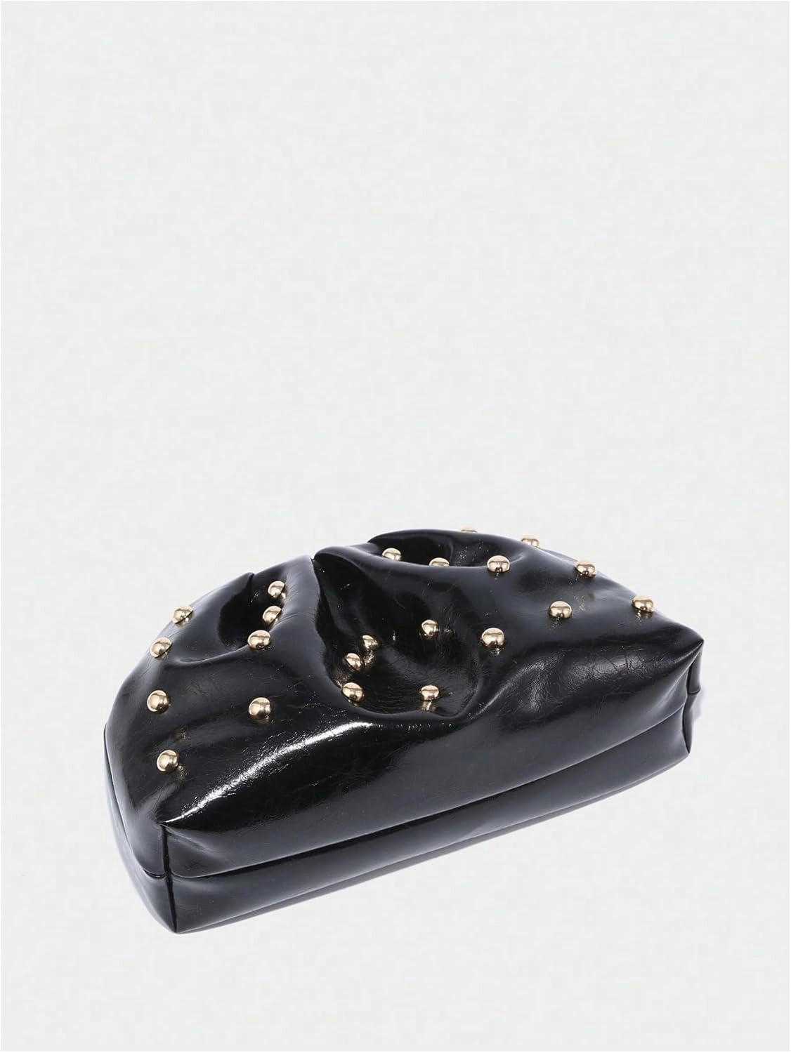 Verdusa Women's PU Leather Studded Clutch Handbags Retro Magnet Ruched Evening Bags
