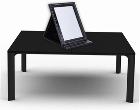 VICASKY Led Lighted Desktop Mirror Large Makeup Mirror Pu Leather Compact Portable for Desk Travel and Bathroom