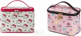 Vimanllie Cosmetic Bag Large Makeup Bag |Travel Toiletry Bags Organizer with Mirror for Women | Pink Canvas Case with Brush Holder for Girls - Beauty Organizer for Home & Travel with Handle