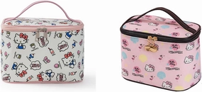 Vimanllie Cosmetic Bag Large Makeup Bag |Travel Toiletry Bags Organizer with Mirror for Women | Pink Canvas Case with Brush Holder for Girls - Beauty Organizer for Home & Travel with Handle