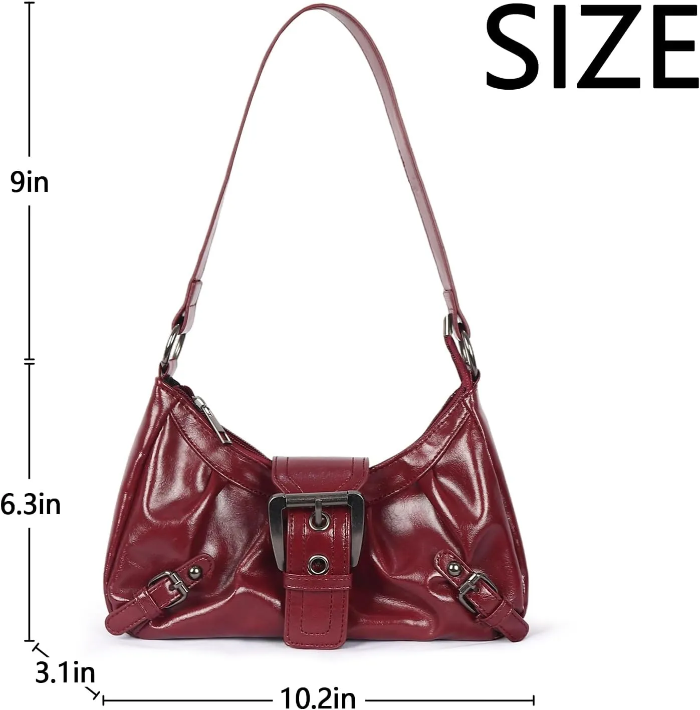 ‌Vintage Punk Burgundy Leather Bag Lightweight bag for Women