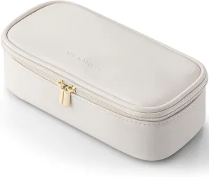 Vlando Travel Makeup Bag,Small Makeup Pouch Cosmetic Bag for Women Makeup Organizer Bag Gifts for Women Girlfriend Teacher Mom Brithday Gifts-White
