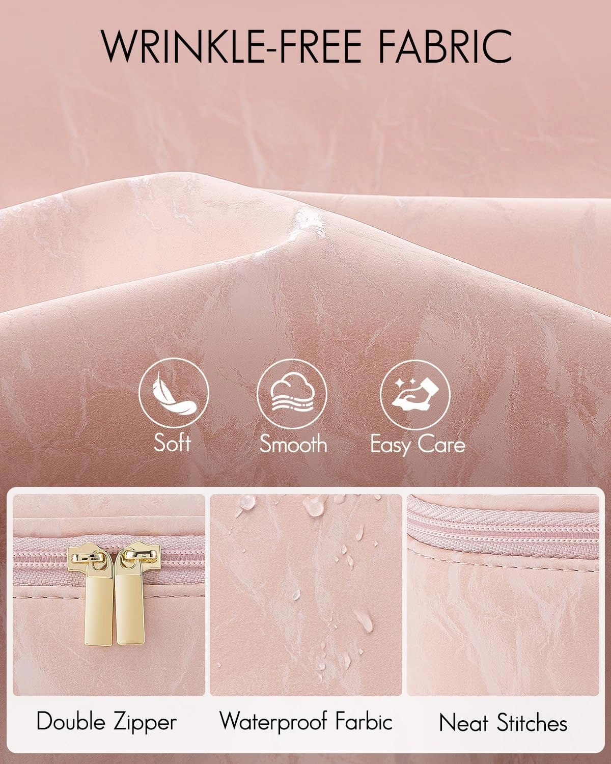 Vlando Travel Makeup Bag Small Makeup Bag Pouch for Purse Gifts for Women Travelers Girls Teacher Travel Toiletry Bag-Sand Pink