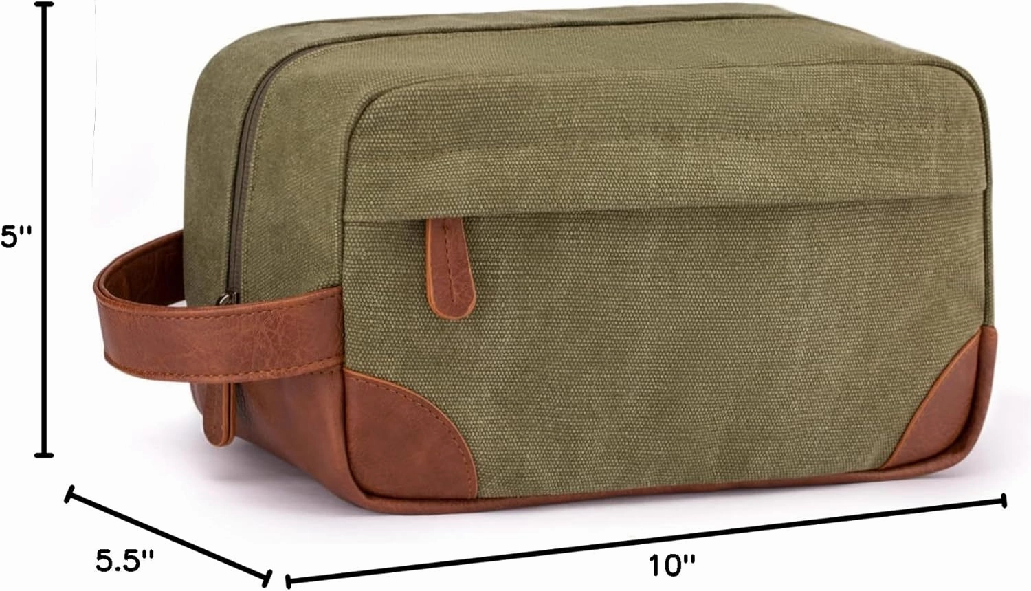 Vorspack Toiletry Bag Hanging Dopp Kit for Men Water Resistant Canvas Shaving Bag with Large Capacity for Travel - Green
