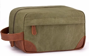 Vorspack Toiletry Bag Hanging Dopp Kit for Men Water Resistant Canvas Shaving Bag with Large Capacity for Travel - Green