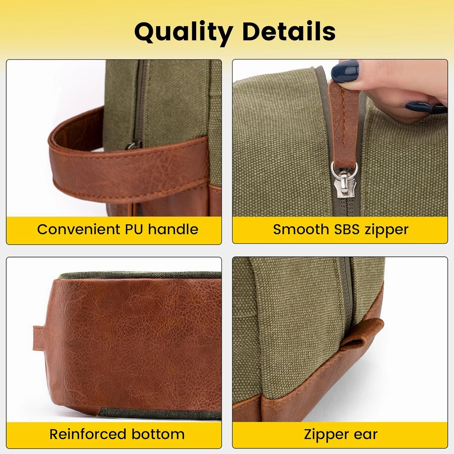 Vorspack Toiletry Bag Hanging Dopp Kit for Men Water Resistant Canvas Shaving Bag with Large Capacity for Travel - Green