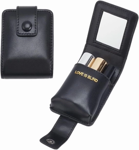 WADORN PU Leather Lipstick Case with Mirror - Portable Makeup Bag, Travel and Party Gift, Black