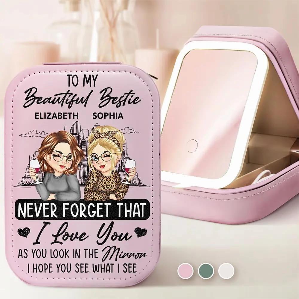 WANDER PRINTS Personalized Makeup Box With LED Mirror - Gift For Besties - I Hope You See What I See