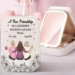 WANDER PRINTS Personalized Makeup Box With LED Mirror - Gift For Besties - Without An End Besties