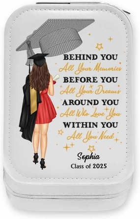 WANDER PRINTS Personalized Makeup Box With LED Mirror - Gradution Gift For Besties, Family - Behind You All Memories