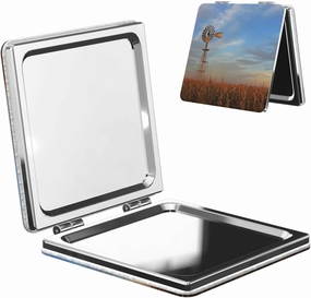 Western Windmill at Sunset Women Small Makeup Mirror Compact Handheld Cosmetic Mirror for Purse Pocket