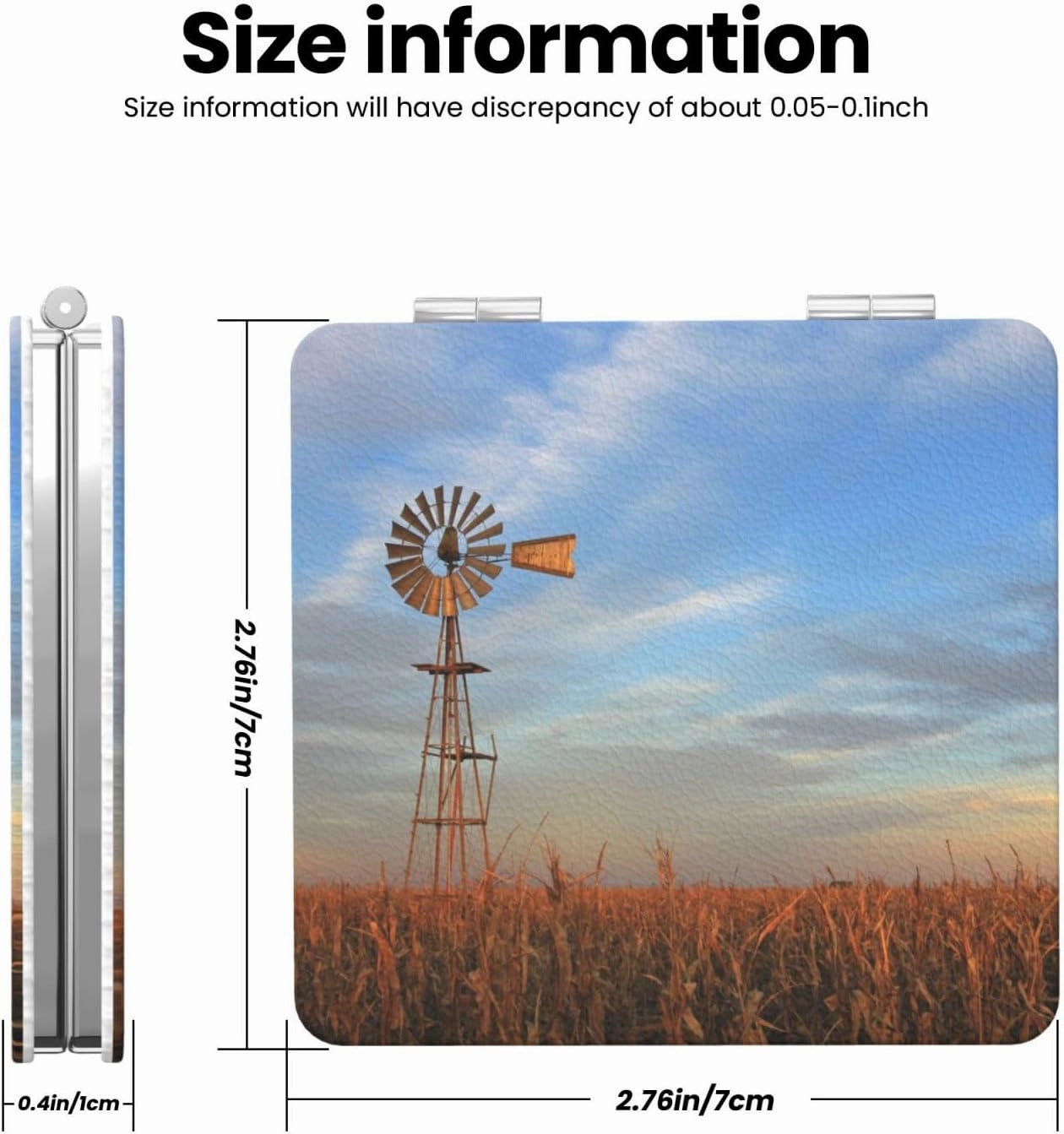 Western Windmill at Sunset Women Small Makeup Mirror Compact Handheld Cosmetic Mirror for Purse Pocket