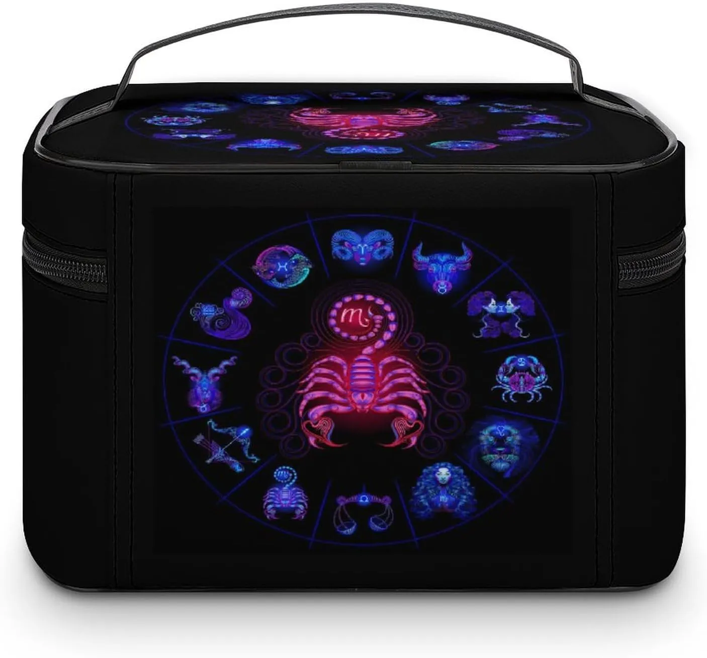 Women Leather Cosmetic Bag, Zipper Makeup Case Purse Holder Pouch Handbag
