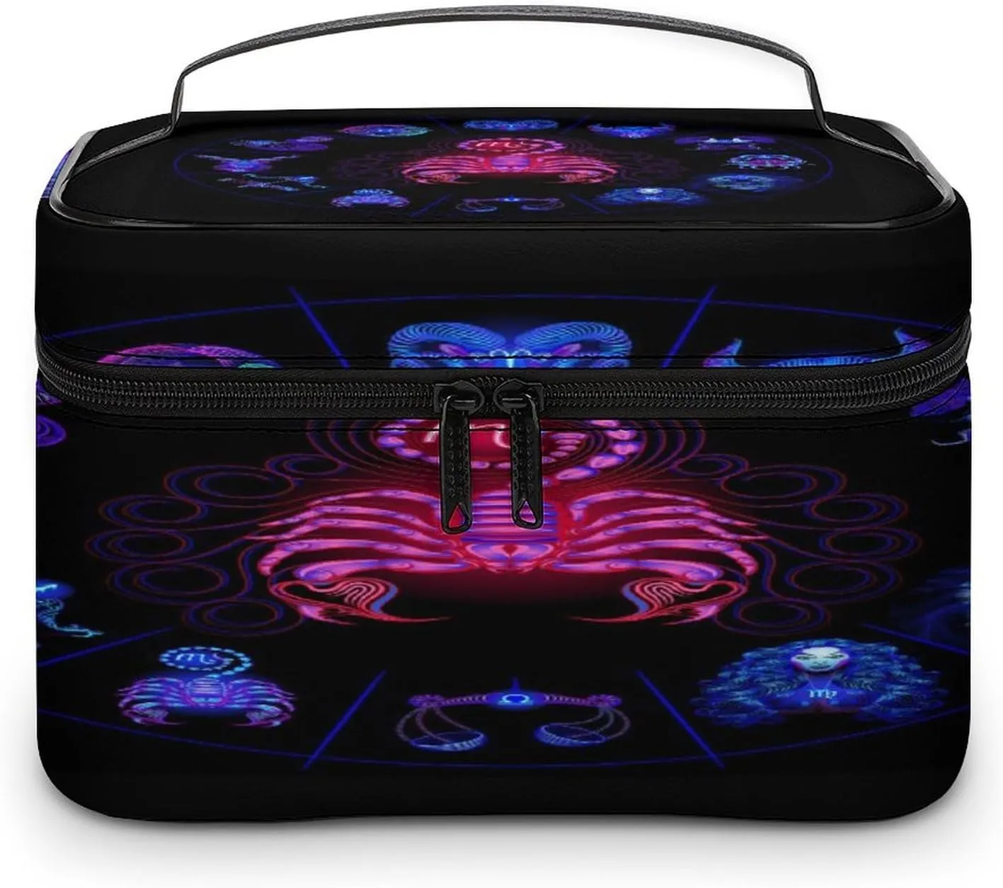 Women Leather Cosmetic Bag, Zipper Makeup Case Purse Holder Pouch Handbag