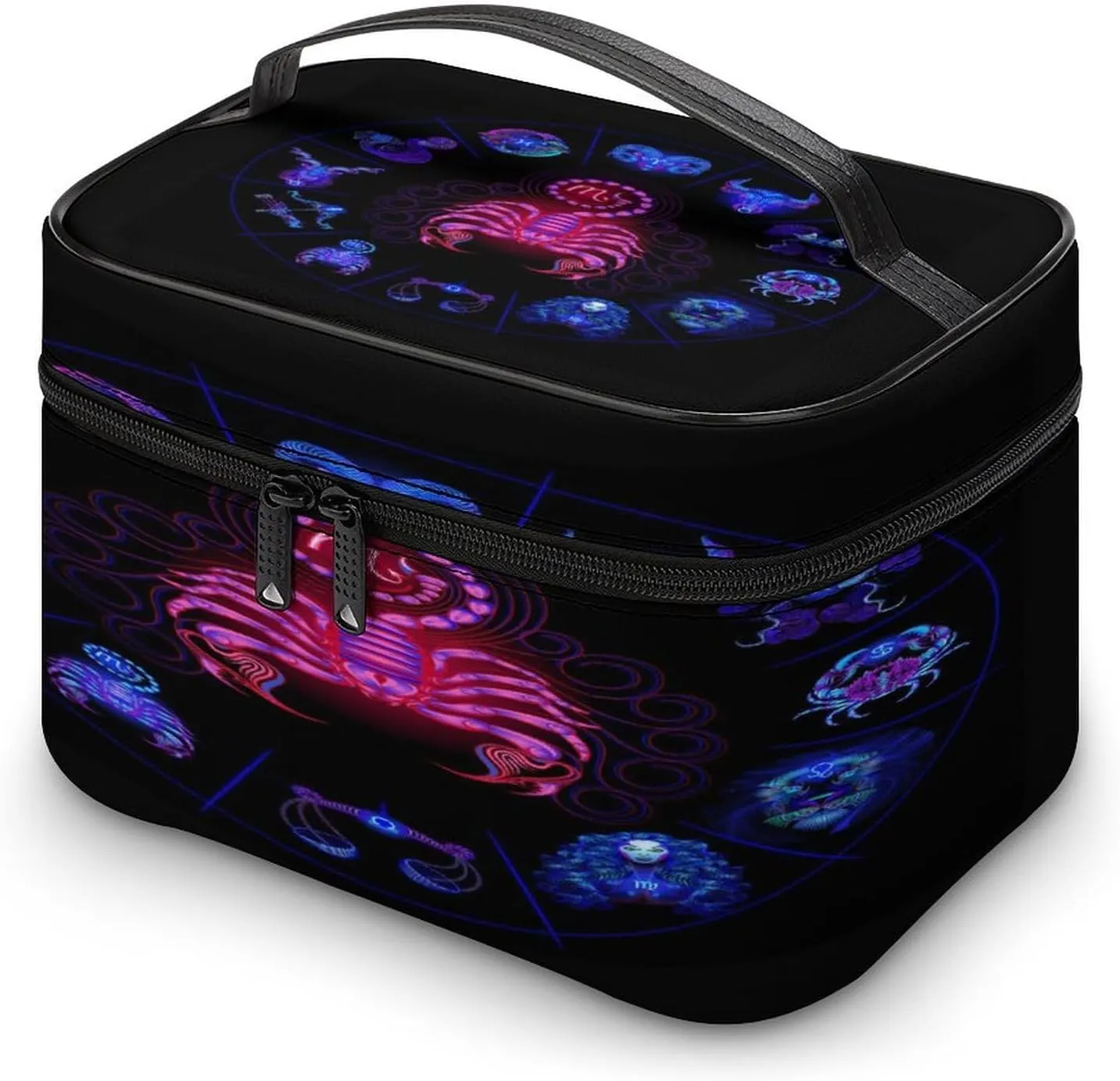 Women Leather Cosmetic Bag, Zipper Makeup Case Purse Holder Pouch Handbag