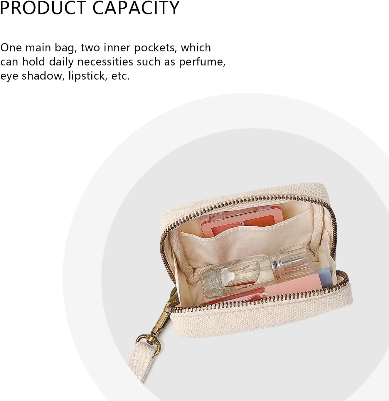 Women's Makeup Bag Cotton Canvas Wristband Bag Lightweight and Stylish Ideal for Travel and Daily Use