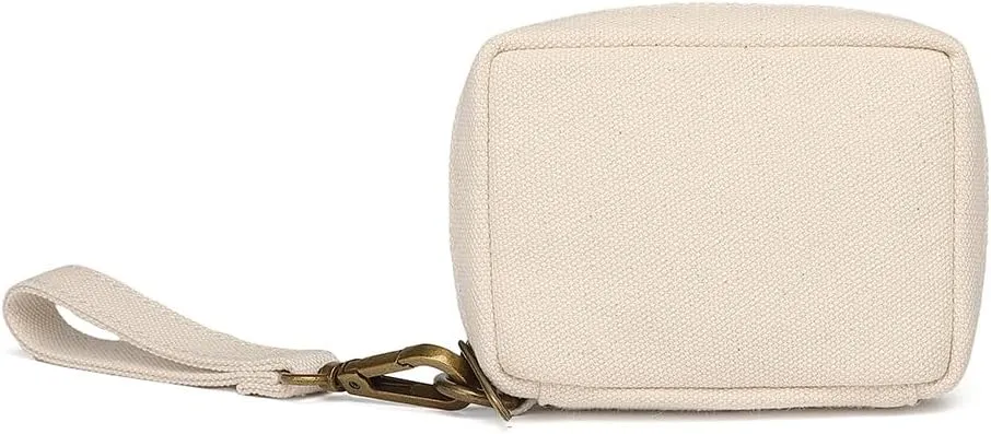 Women's Makeup Bag Cotton Canvas Wristband Bag Lightweight and Stylish Ideal for Travel and Daily Use