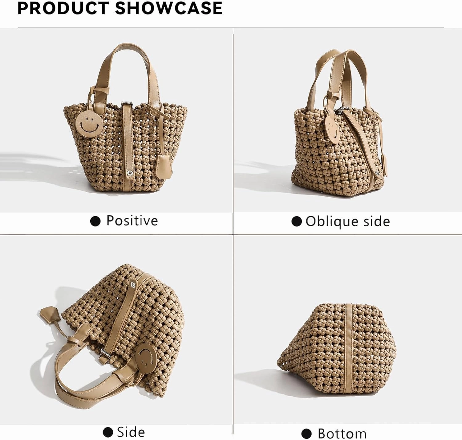 Woven Handbags for Women Top Handle Satchel Handbag Basket Bucket Bag Small Woven Tote Bag Hobo Purses