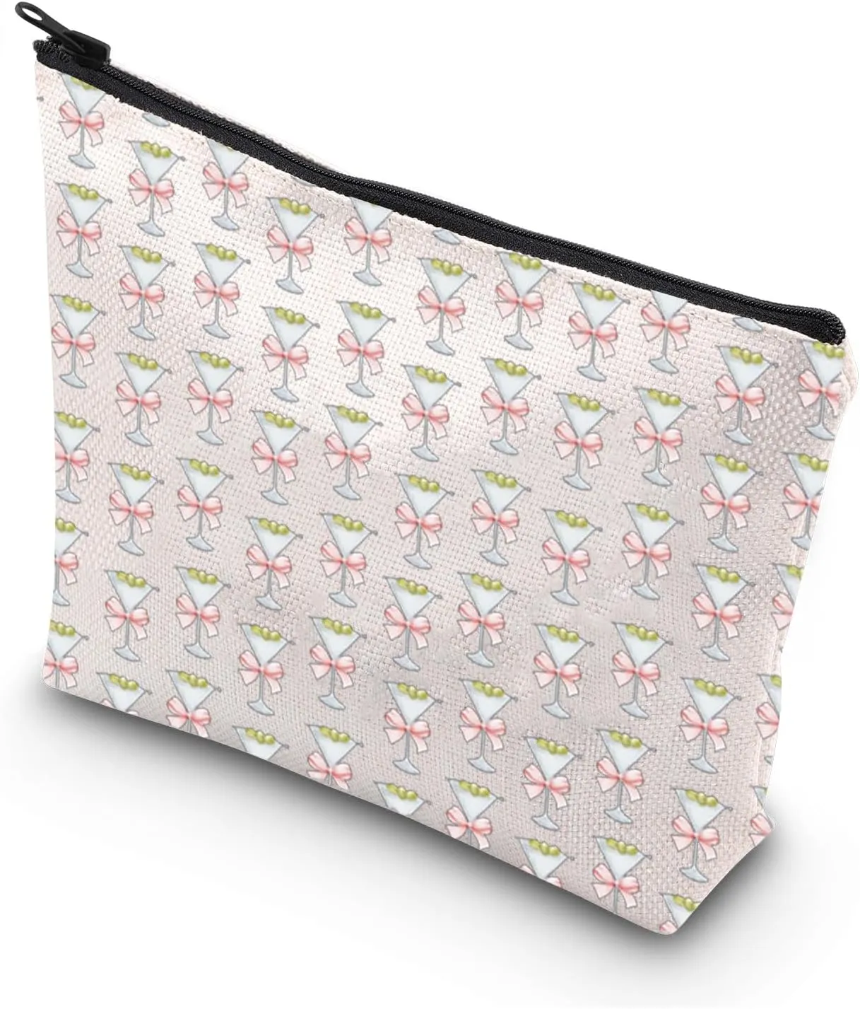 WSNANG Dirty Martini Lover Gift Coquette Dirty Martini Pink Bow Makeup Bag Martini Cocktail Cosmetic Bag Coquette Gift (Martini bag)