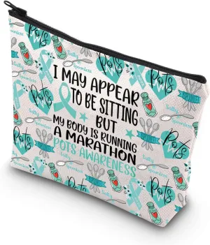 WSNANG POTS Awareness Gift Postural Orthostatic Tachycardia Syndrome Awareness Makeup Bag POTS Warrior Cosmetic Bag (POTS bag)