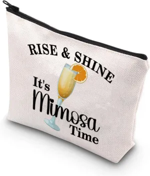 WSNANG Rise and Shine It's Mimosa Time Makeup Bag The Mimosa Cocktail Lovers Zipper Pouch Day Drinker Brunch Gift Mimosa Gift (Mimosa bag)