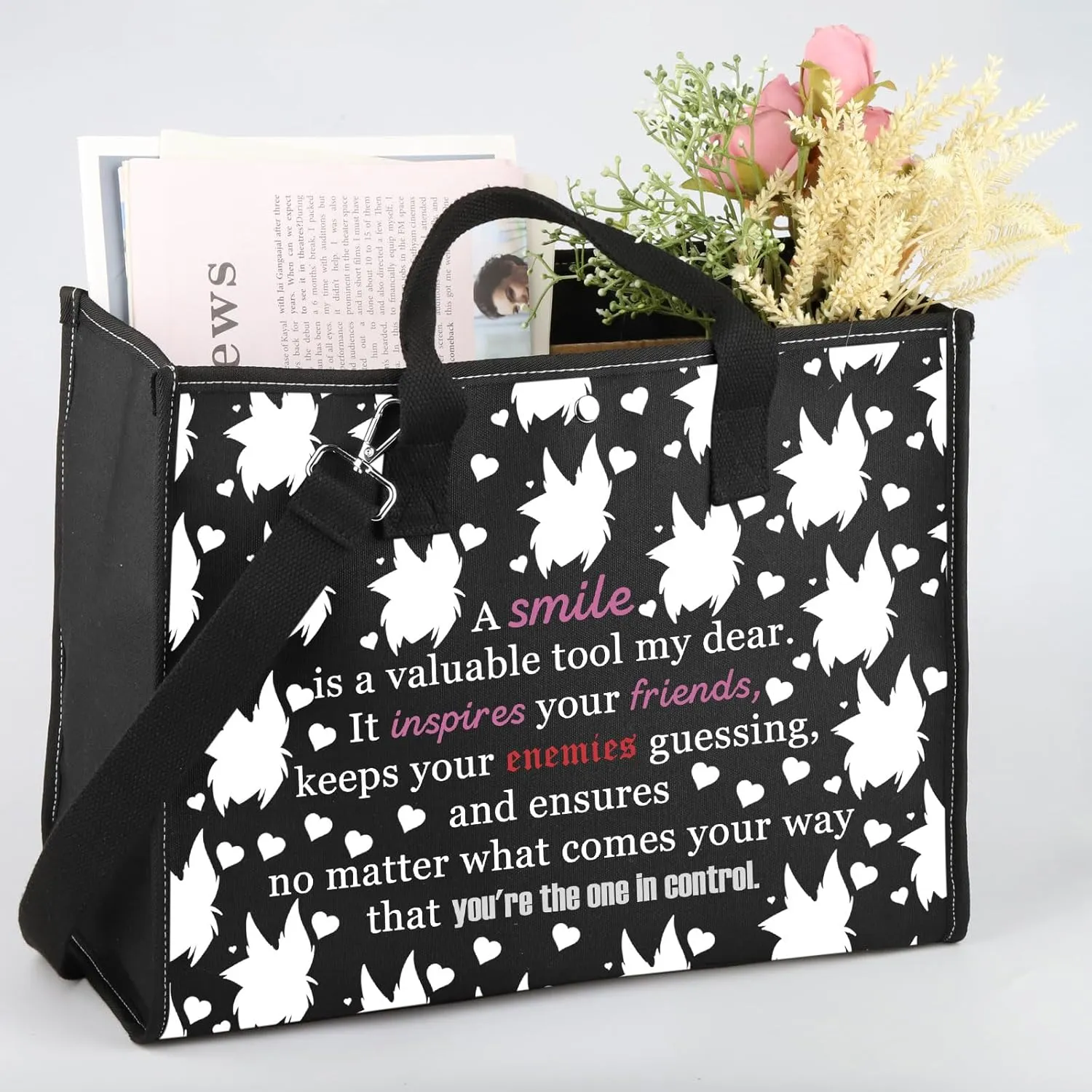 WSNANG Smile Cosmetic Bag Anime Makeup Zipper Bag Cartoon Movie Fans Gift Demon Cartoon Gift (enemies Tote)
