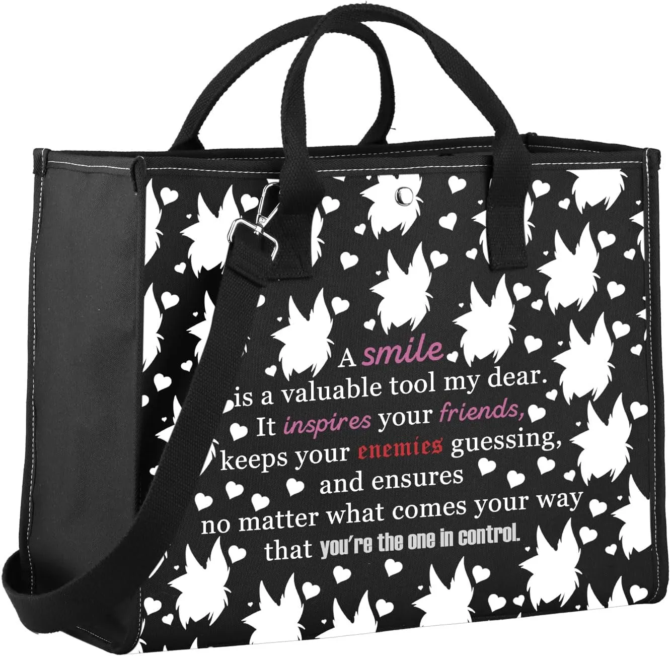 WSNANG Smile Cosmetic Bag Anime Makeup Zipper Bag Cartoon Movie Fans Gift Demon Cartoon Gift (enemies Tote)