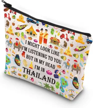 WSNANG Thailand Travel Tote Bag Thailand Travel Culture Reusable Shopping Bag Thailand Welcome Bag Thailand Souvenir Gift