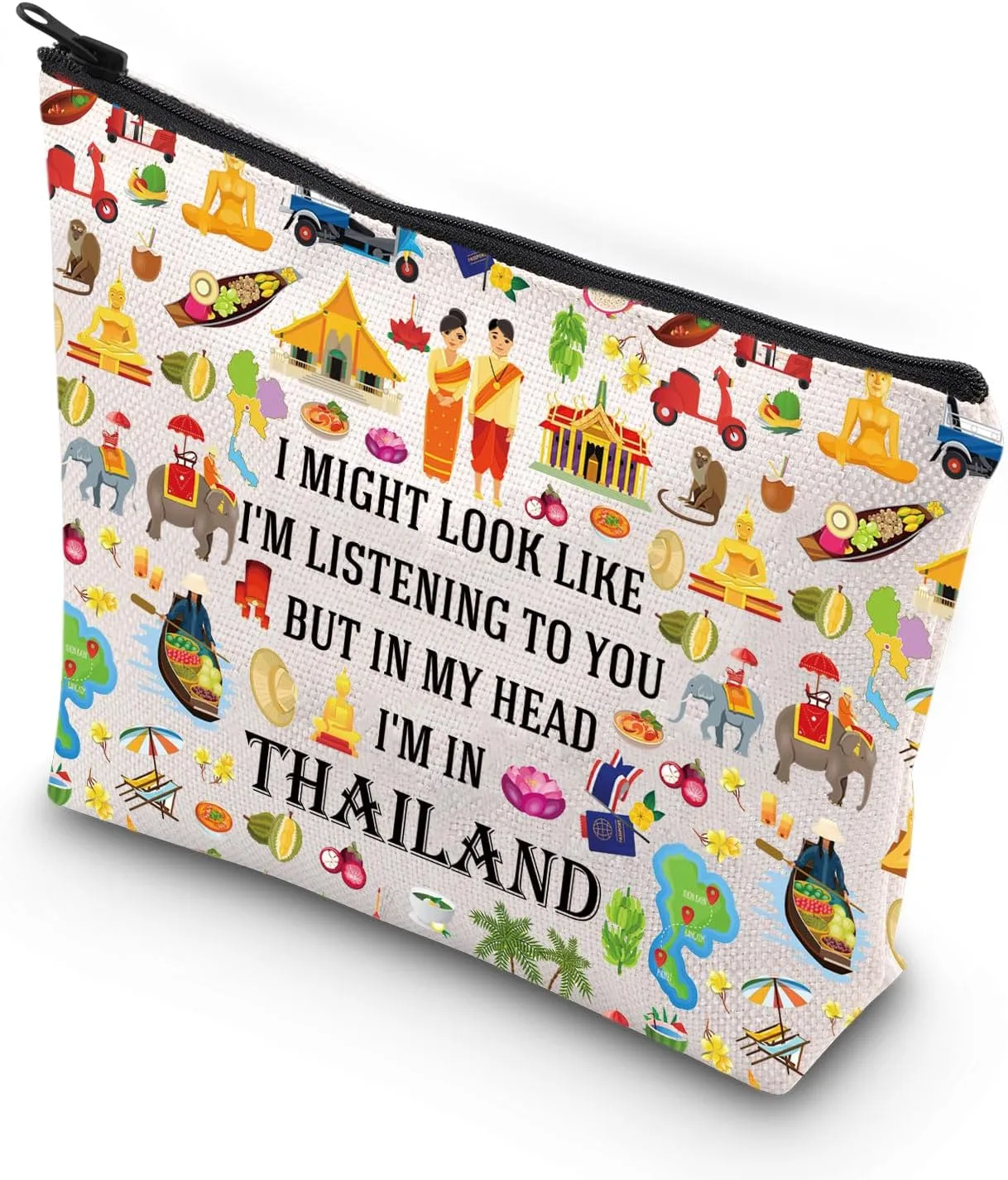 WSNANG Thailand Travel Tote Bag Thailand Travel Culture Reusable Shopping Bag Thailand Welcome Bag Thailand Souvenir Gift