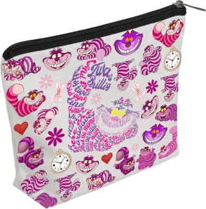 WZJHCL Cartoon Inspired Makeup Pouch Wonderland Cosmetic Bag Cat Lover Gift Fairy Tales Storage Pouch We’re All Mad Here (Cat)
