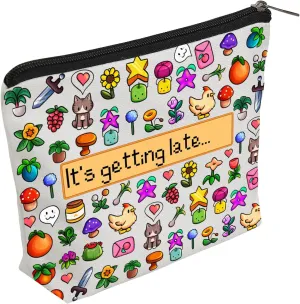 WZJHCL Farm Game Inspired Makeup Pouch Cozy Gamer Cosmetic Bag Pixel Art Storage Pouch Bag It’s Getting Late (Getting Late)