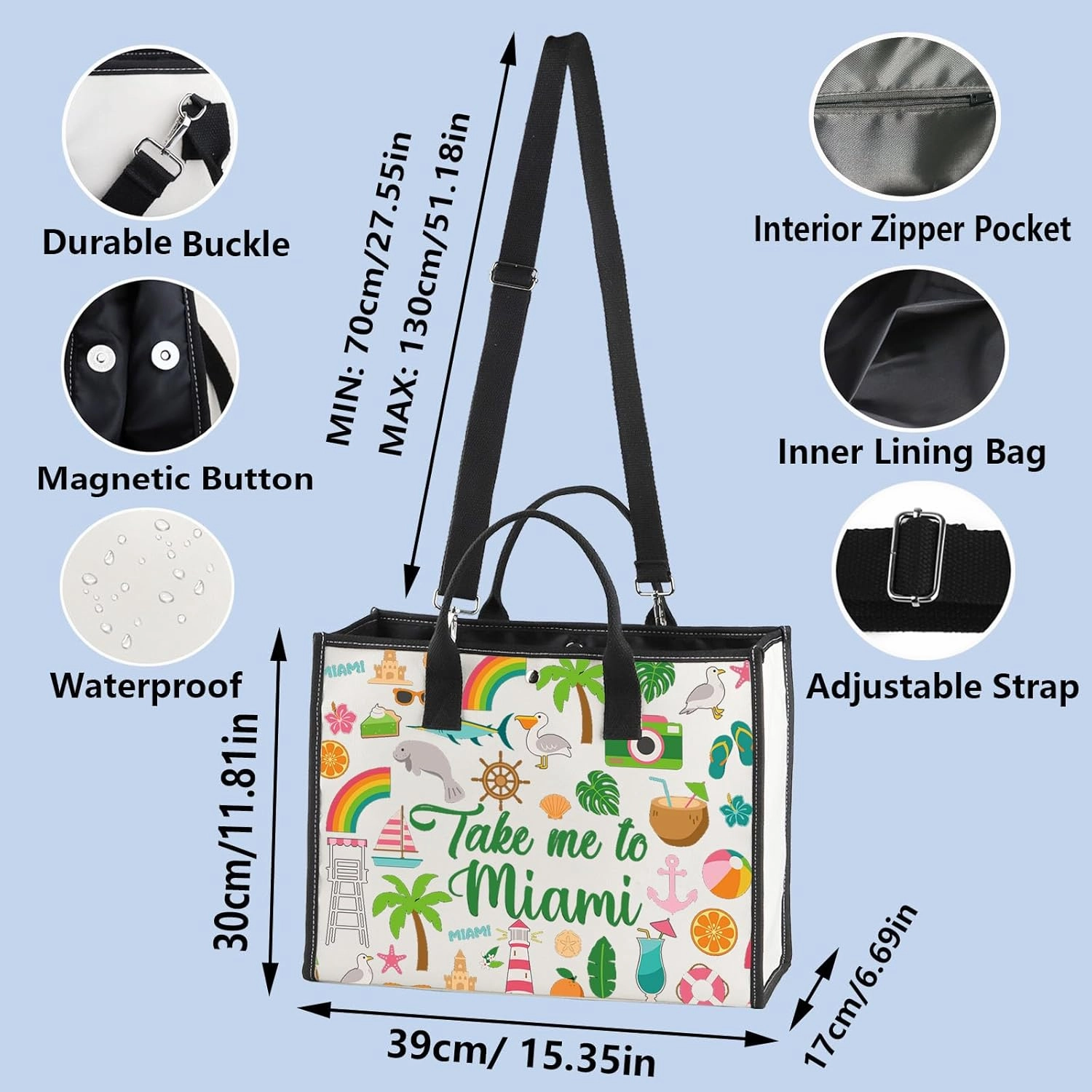WZMPA Miami Florida Travel Cosmetic Bag Miami Souvenir Gifts Take Me To Miam Zipper Pouch Bag Miami City Trip Gift (To Miami-TB)